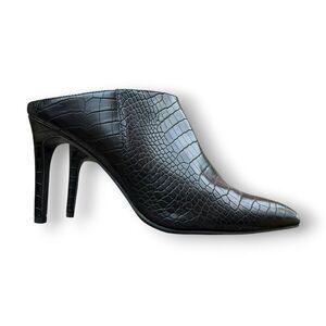 Worthington Women's Black Croc-Embossed Stiletto Heel Mules Size 10M